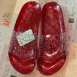 Red ~ Glitter & Bling ~ Claudia Slide by Mudd ~ Size 9 ~ New
